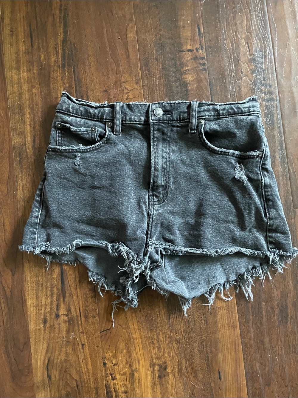 Abercrombie & Fitch Charcoal Distressed Denim Cutoff Shorts
